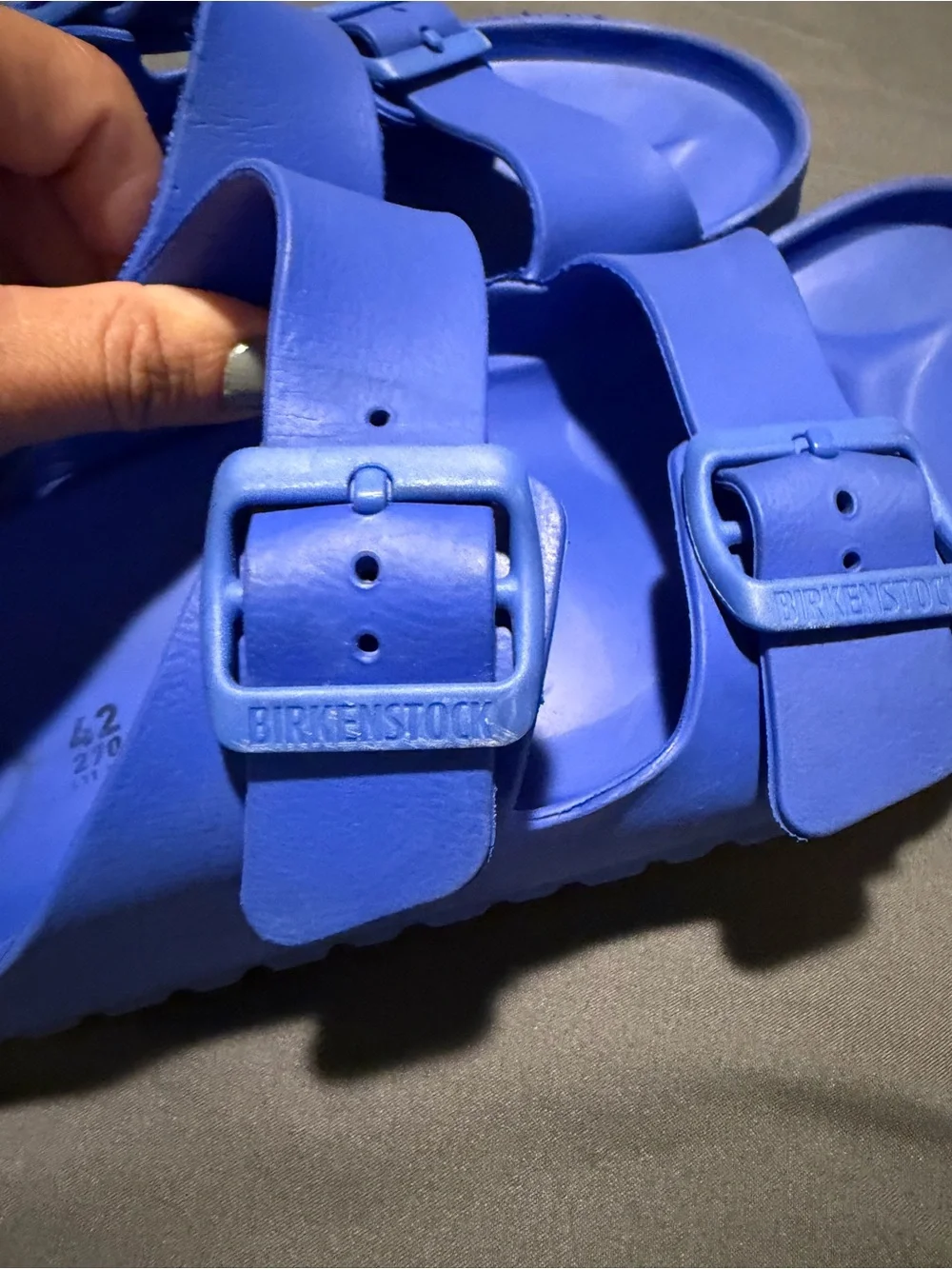 Birkenstock Arizona Essentials Men's Blue Dual-Strap Slide Sandals